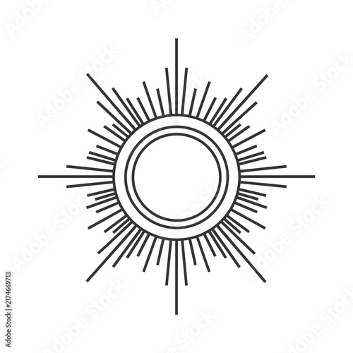 Minimalist circular symbol with radiating lines with evoking clean authoritative aesthetic circular emblem with emblem