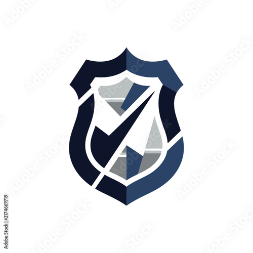 Modern minimalist security badge shield icon with abstract center design with outline abstract geometric displays sleek modern center muted tones
