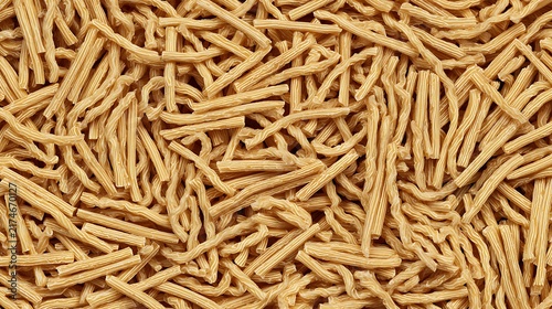 Dry instant noodles ramen pasta strands isolated for quick meal preparation