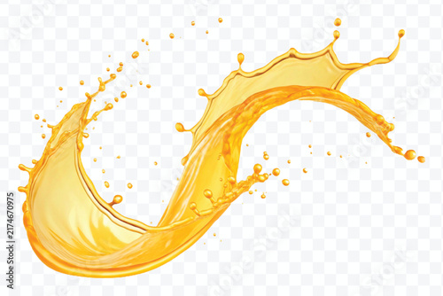 Canvas Print abstract  mango or orange juice splashes in curve style isolated on white backgr