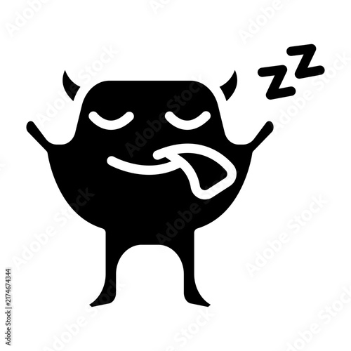 Obraz na plátne Sleepy Monster Vector Glyph Icon Design