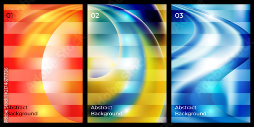 Abstract Gradient Poster Templates Set Colorful Fluid Organic Shapes Vector, colorful covers with glowing backgrounds for modern graphic design.