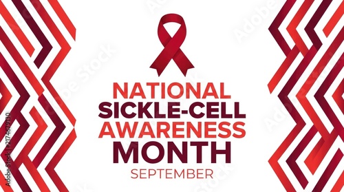 National sicklecell awareness month september design with red ribbon isolated on white background