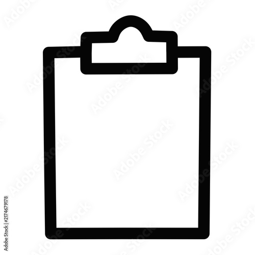 A simple black outline clipboard icon for business and office documents.