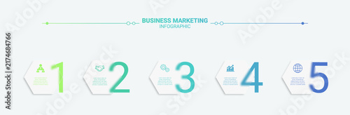 Minimal Business Infographic Template with Five Numbered Steps