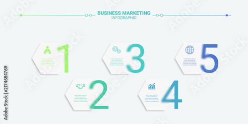 Business Process Infographic Template with Five Numbered Elements
