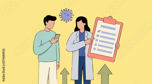 Healthcare professional guiding patient through medical checklist during virus outbreak