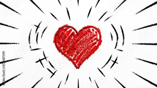 Heart Drawing Creating a Bold Red Heart on White Paper