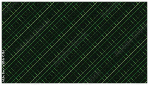 Diagonal neon green crosshatch pattern creates dynamic mesh effect on dark black background.