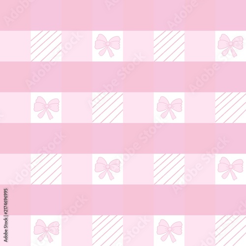 Фотография Discover a charming and adorable seamless pattern featuring a sweet pastel pink gingham grid