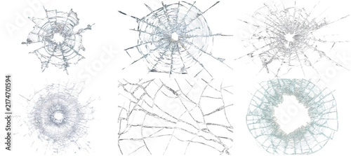 Canvastavla Broken glass cracks PNG overlay set for photo editing and digital compositing ef