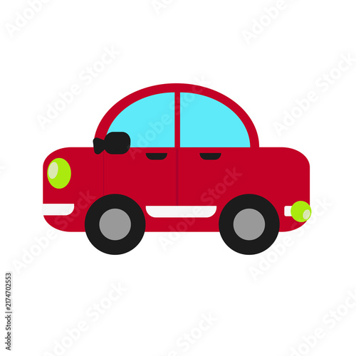 Cartoon red car pattern on seamless white background.