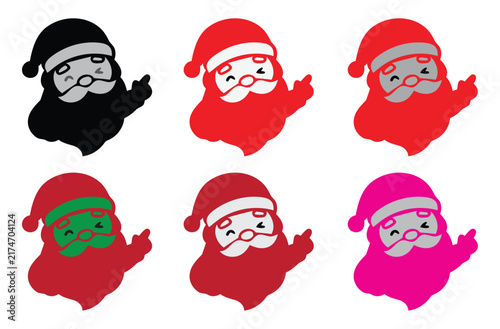 Obraz na plátne Santa claus vector illustration set with multi color variations of christmas cha