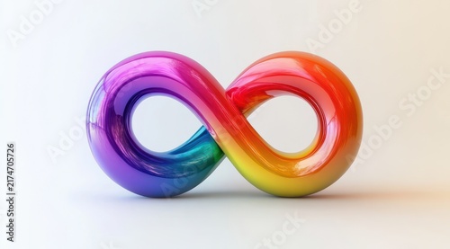 glossy multicolored 3d infinity loop on white background conveying playful optimism and endless creativity