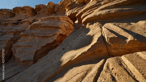 A close up view of a rock formation in the desert