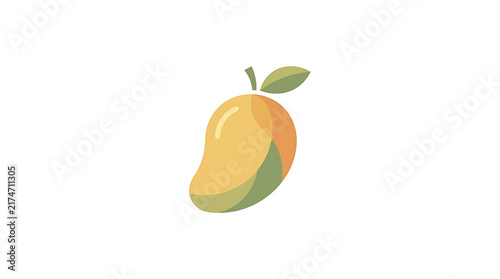 Minimalist mango fruit vector graphic with soft pastel color palette designed for tropical food branding projects and creative kitchen menu concepts.