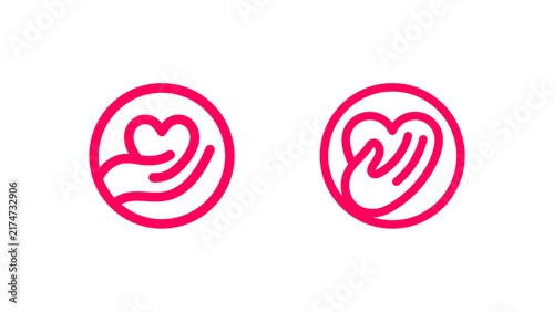Foto Minimalist vector illustration of a hand gently holding a heart, symbolizing com