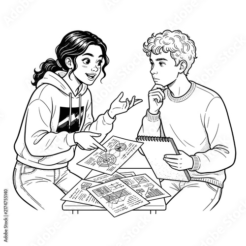 Teen passionately explaining special interest to peer for neurodiversity acceptance awareness blog and website