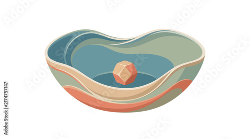 Abstract ceramic bowl, wavy pottery dish, clay vessel