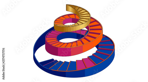 Spiral staircase vector, colorful 3D steps, business growth
