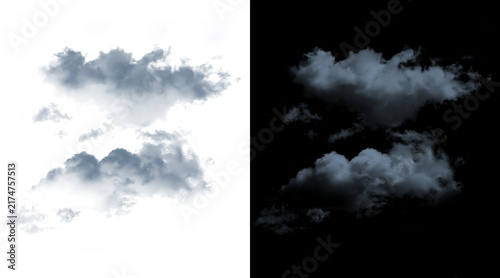 Quadro su tela Realistic fluffy clouds on transparent background, isolated white and dark cumul