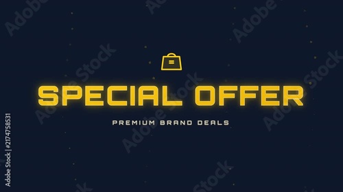 Special offer text with yellow glow for retail promotion video