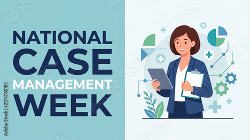 National case management week background or banner illustration