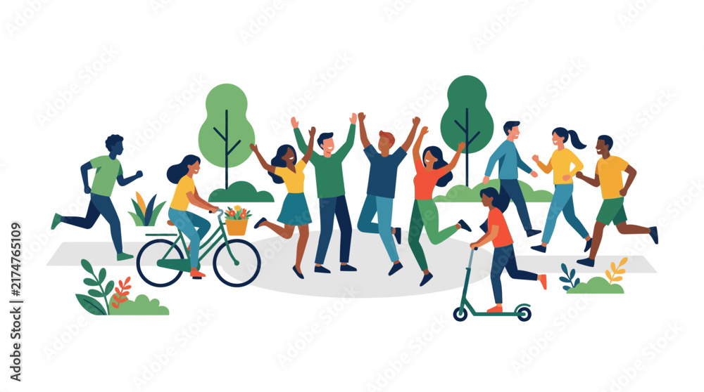Obraz premium Diverse group enjoying outdoor park activities
