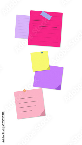 Flat filled sticky notes collection for organization and planning