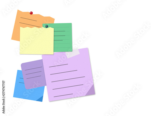 Flat filled sticky notes collection for planning and organizing projects
