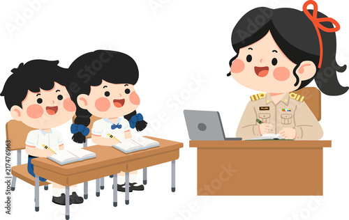 Thai Teacher Teaching Students In Classroom Environment