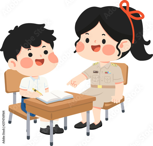 Thai teacher teaching student in classroom