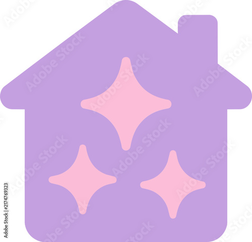 House silhouette icon with sparkle cutouts for home cleaning and hygiene maintenance