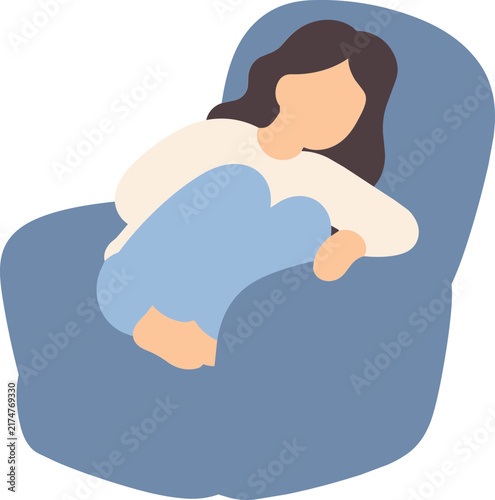 Faceless character napping in a recliner illustration for rest and wellness