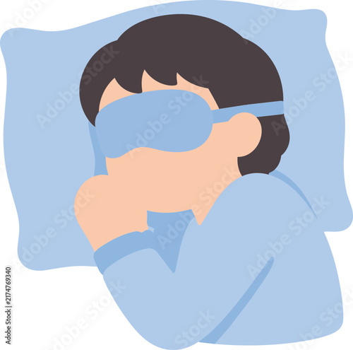 Sleeping person with eye mask illustration for health and wellness design