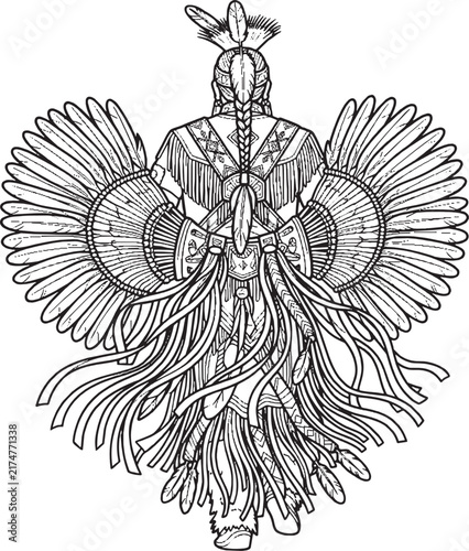 Native American Bustle Dancer Vector Art