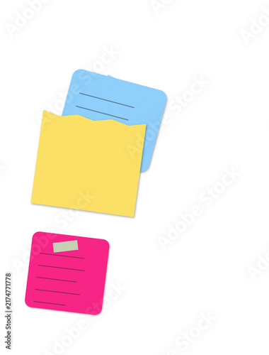 Flat filled sticky notes illustration for office and presentation use