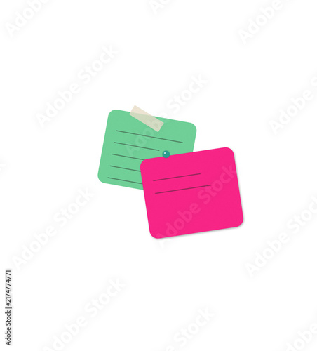 Flat filled sticky notes illustration for office organization