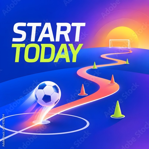 sports football motivation start today gradient journey to goal poster