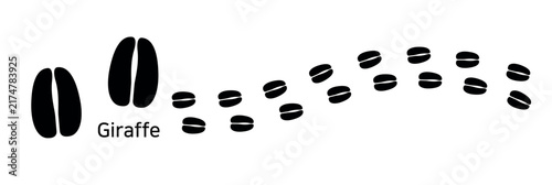 13.Giraffe. These are giraffe footprints. This is a vector illustration showing the giraffe’s split hooves and how the marks continue in a curved form.