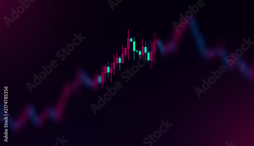 Canvastavla Abstract representation of a financial stock market candlestick chart with upwar