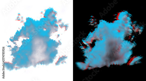 Bild auf Leinwand Glitch effect blue cloud illustration, distorted digital vapor element, cyan and