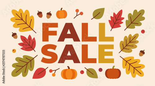 Seasonal Autumn Foliage Decorative Graphic Elements for Retail Promotion