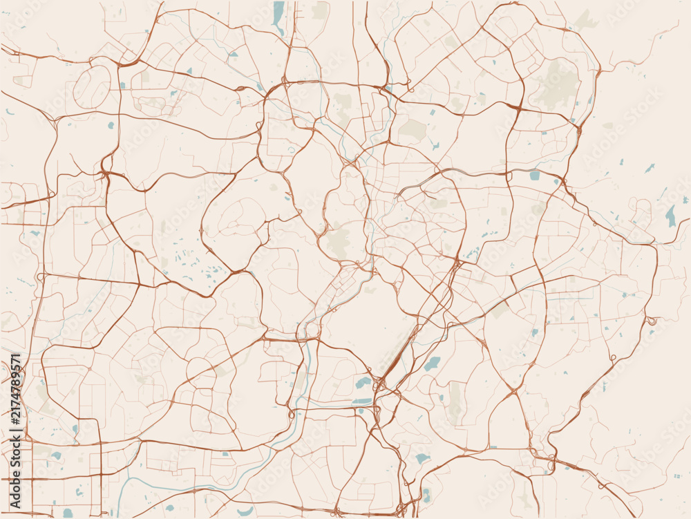Fototapeta premium Kuala Lumpur Street Map in Terracotta Style