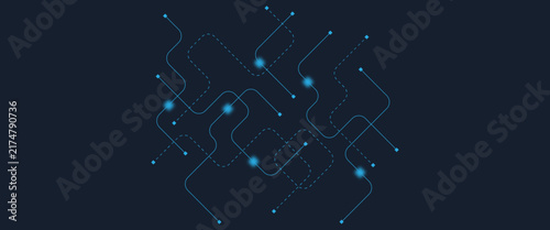 Fotografie Abstract digital AI circuit board background with tech icons
