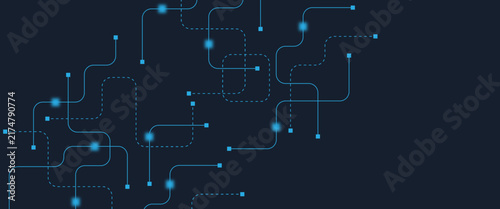 Obraz na plátne Abstract digital AI circuit board background with tech icons