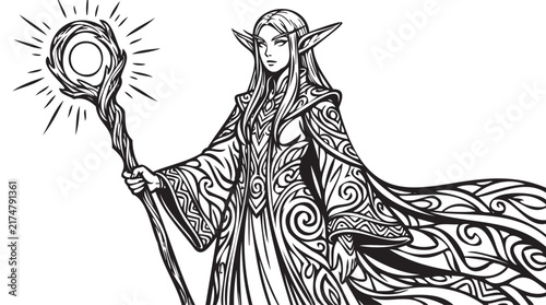 Foto Enchanted elf wizard vector character