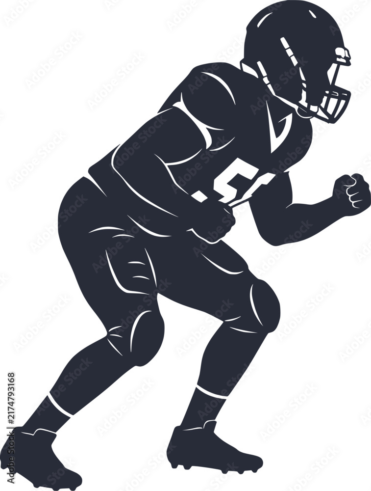 Fototapeta premium American football player in ready stance silhouette vector illustration
