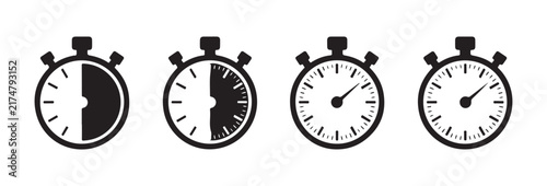 фотографія Stopwatch measurement icons with progress indication for precision time tracking and interval timing