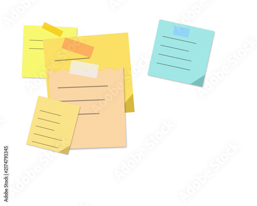 Flat filled sticky notes illustration for planning and organization